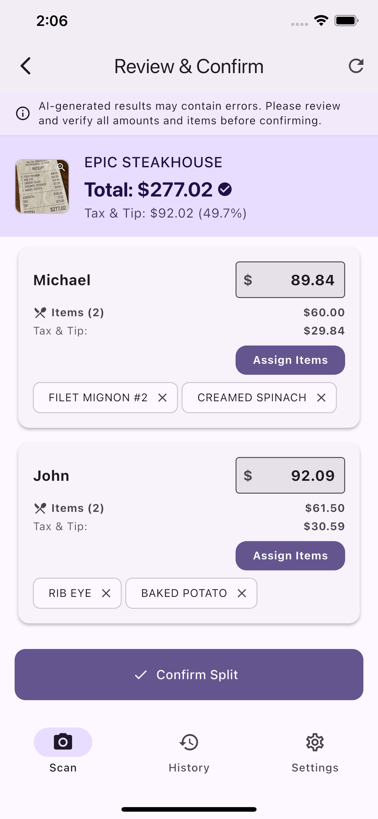 Receipt Scan AI App Screenshot